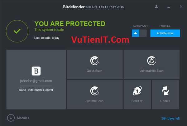 Bitdefender Internet Security 2016 Key ban quyen 6 thang 2