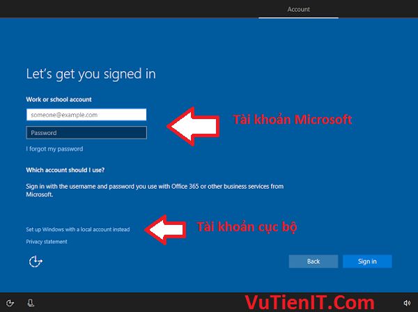 Set up Windows with a local account insterad