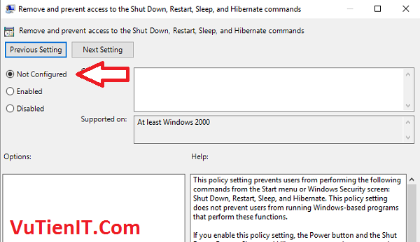 Fix error Remove and prevent access to the Shut Down, Restart, Sleep, and Hibernate commands