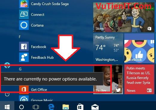 fix error There are currently no power options available windows 10 1703