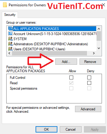 Permissions for Owners in Registry Editor