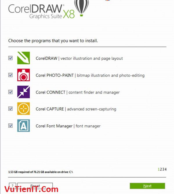 choose the programs install coredraw x8