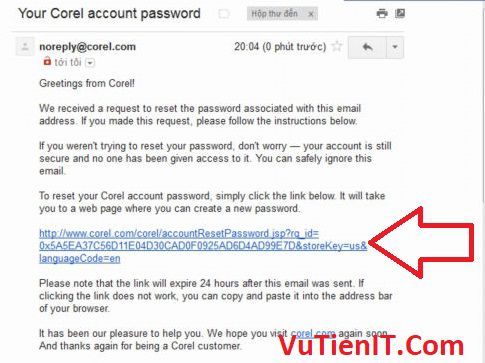 you corel account password