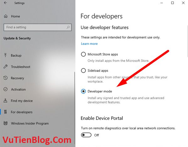 Developer mode windows 10